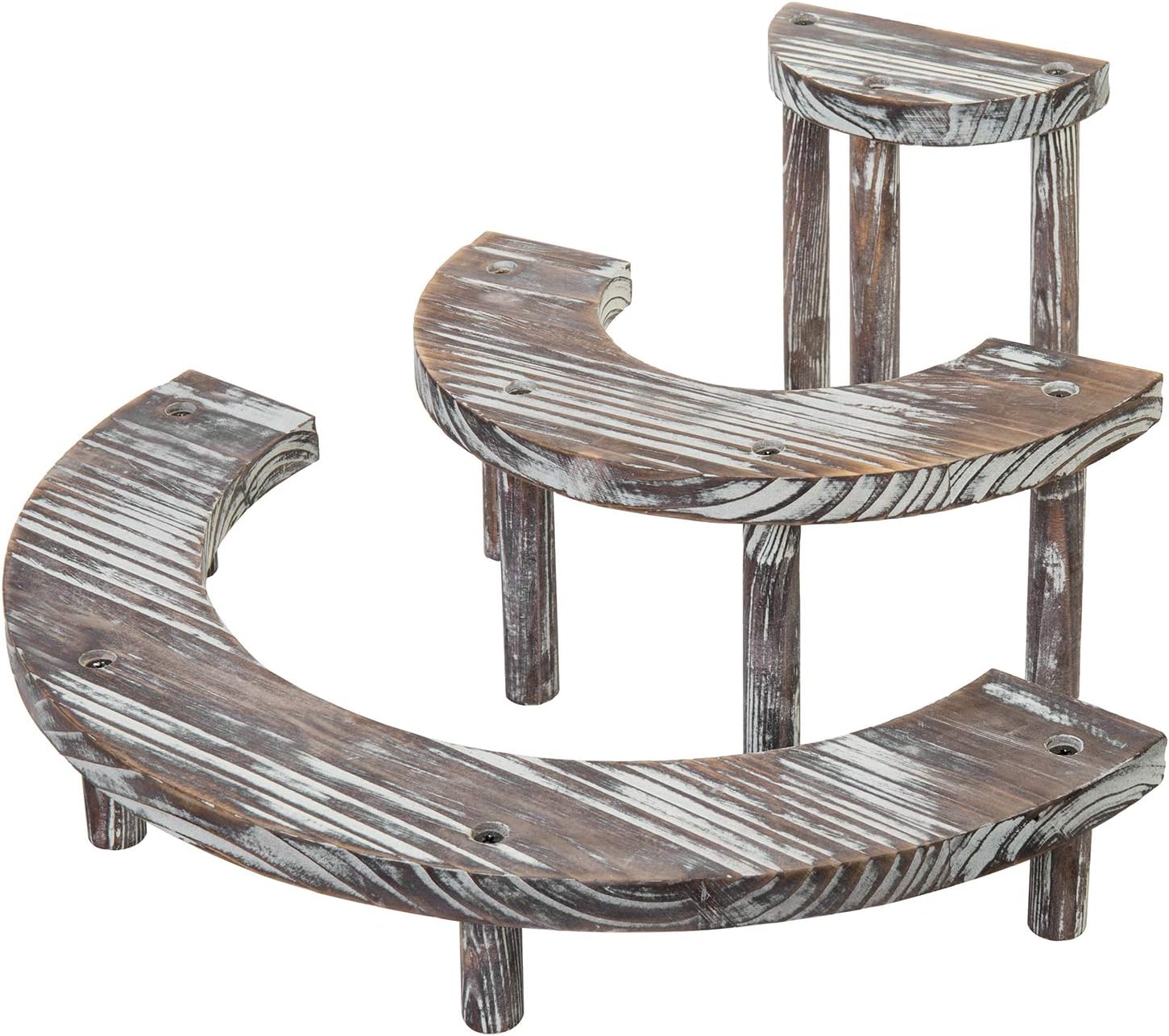 3 Tier Rustic Torched Wood Semicircle Cupcake Stand I682510