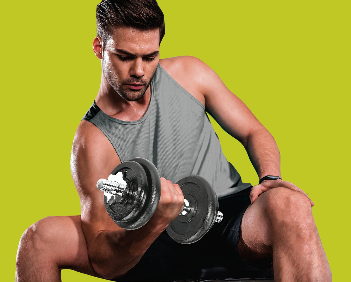 40 lb Adjustable Cast Iron Dumbbell Set with Case L351