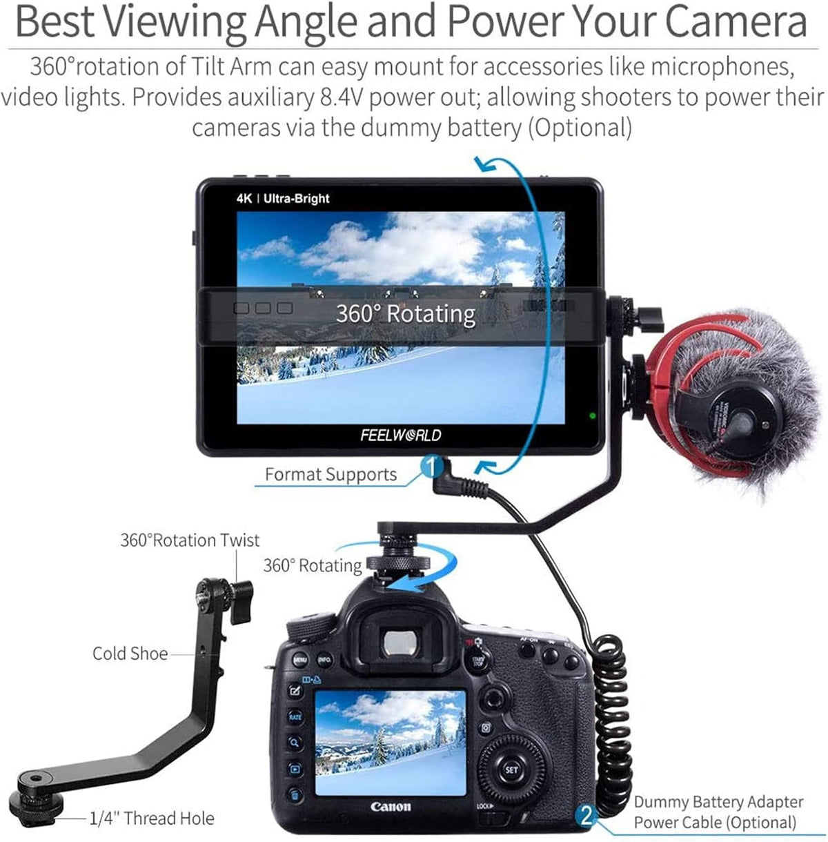 7 Inch 2200nits Touch Screen Camera Field Monitor with Waveform VectorScope 4K HDMI Input I774684