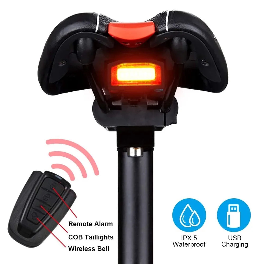 Smart Bike Tail Light with Wireless Remote Control and Electric Bell V189