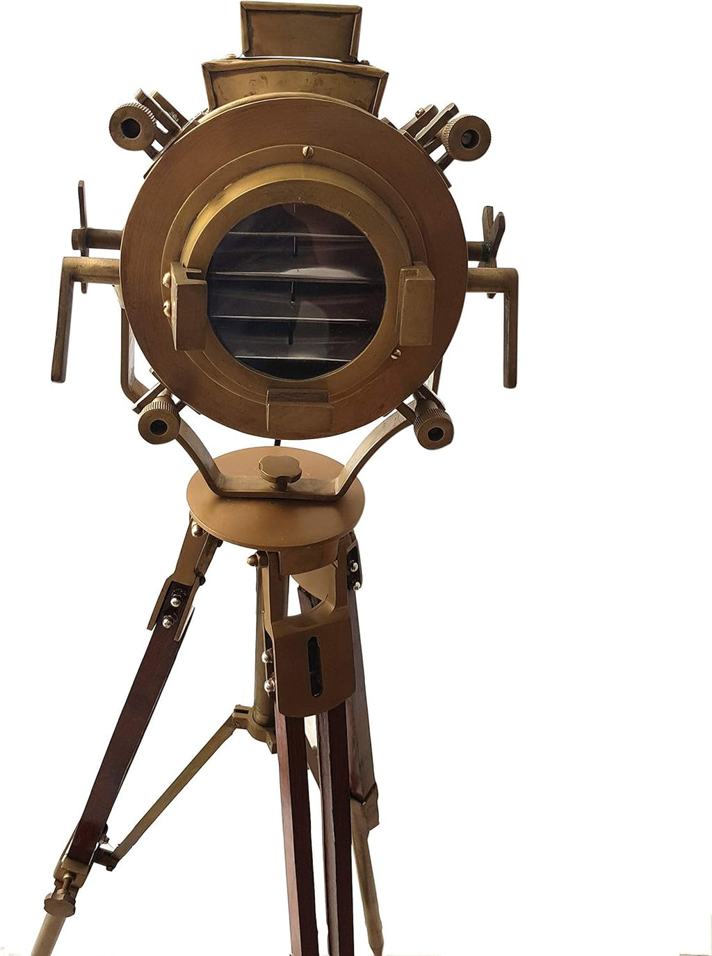 Antique Theater Tripod Marine Searchlight Nautical Wooden Tripod Retro Spotlight LED Floor Lamp V349