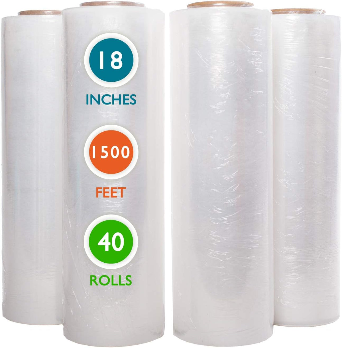 4 Rolls 18" x 1500 Ft 55 Gauge Clear Stretch Film G216