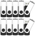 10 Pack 4GB USB2.0 Swivel Flash Drives with Led Indicator, Black B810982