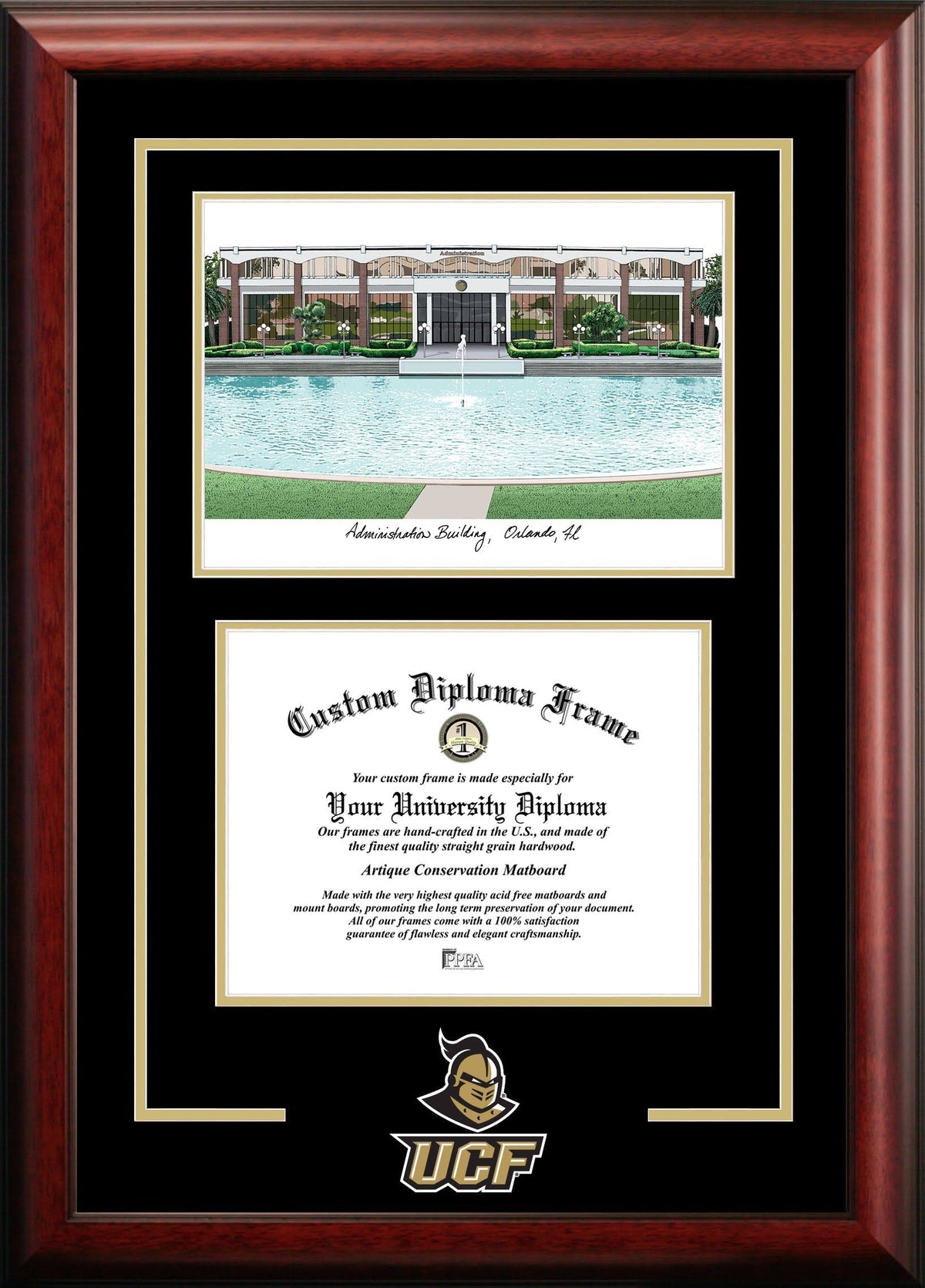 Satin Mahogany Diploma Frame with Lithograph W2748