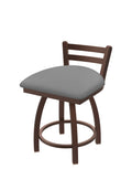 Low Back Swivel Vanity Stool with Bronze Finish and Grey Seat V185