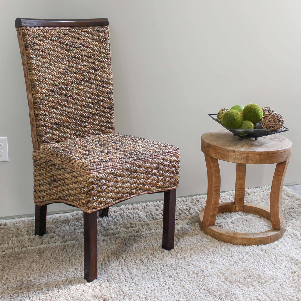 Bunga Hyacinth Weave Dining Chair with Mahogany Hardwood Frame D44446