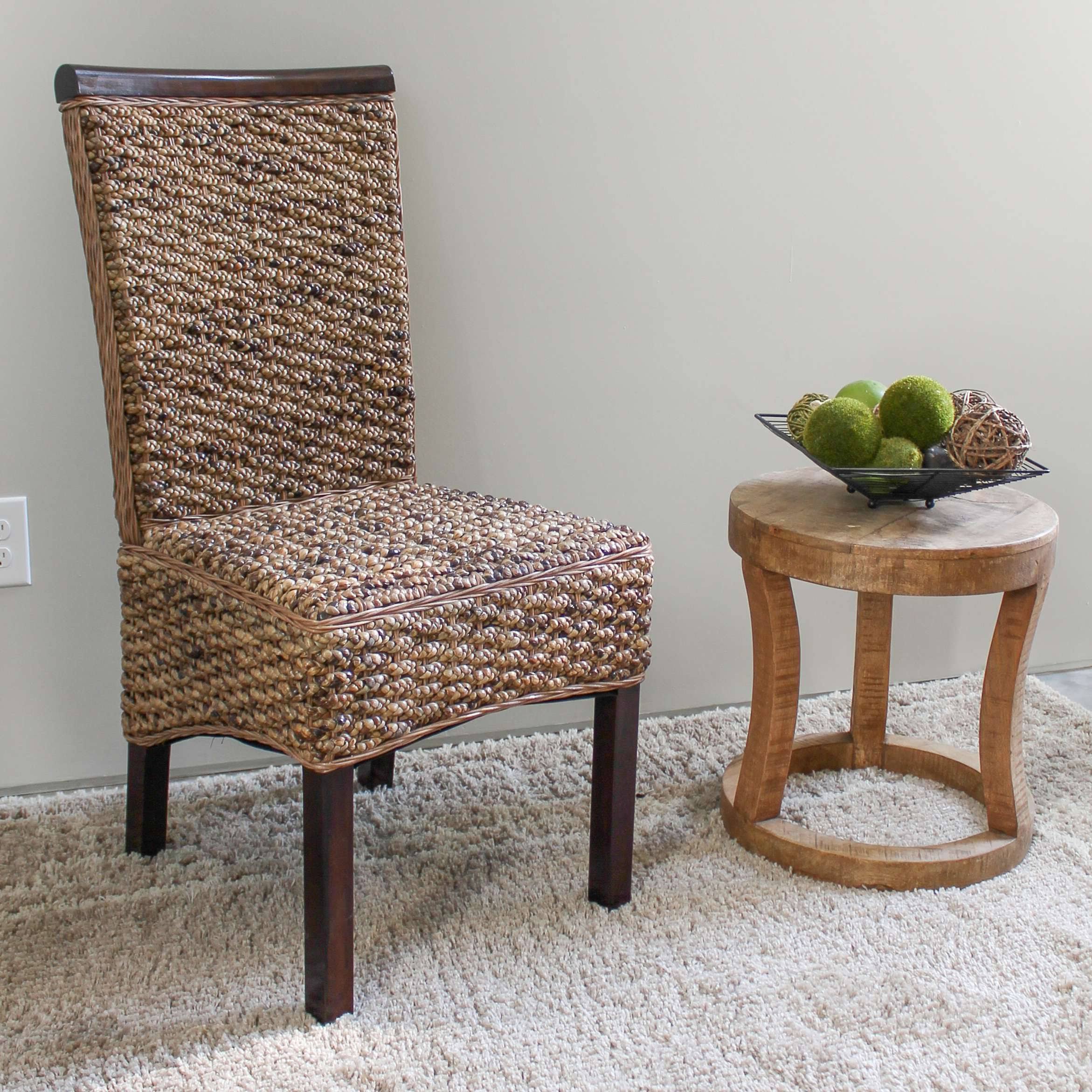 Bunga Hyacinth Weave Dining Chair with Mahogany Hardwood Frame D44446