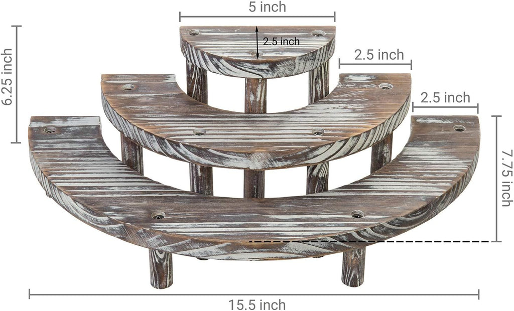 3 Tier Rustic Torched Wood Semicircle Cupcake Stand I682510