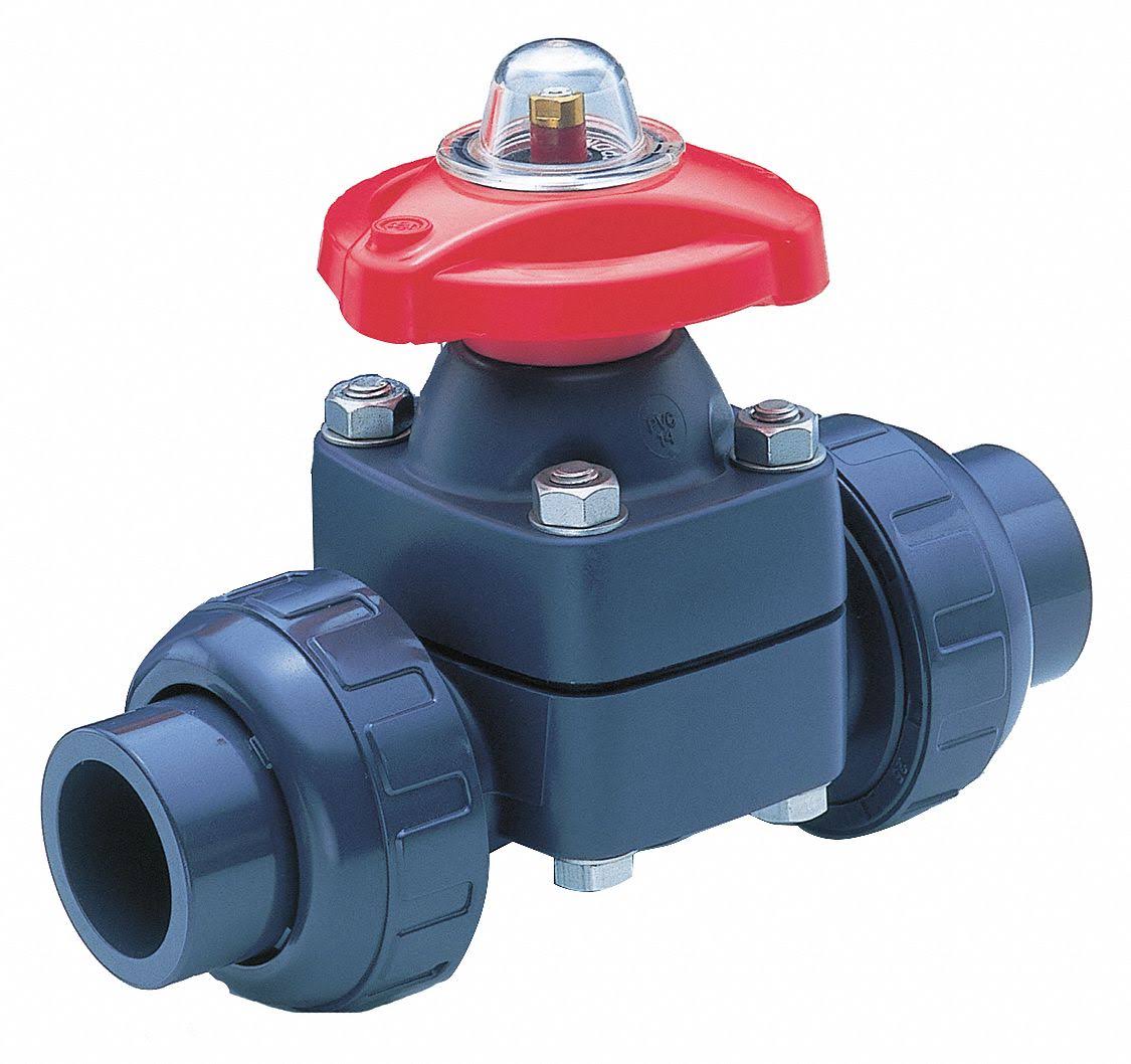 Diaphragm Valve, 1-1/2x22 Pipe Size, PVDF C324727
