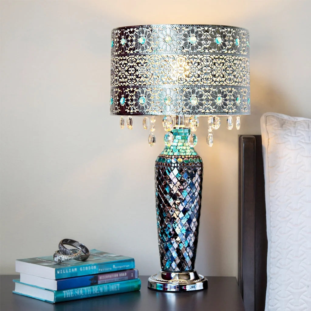 Turquoise Crystal Table Lamp O549