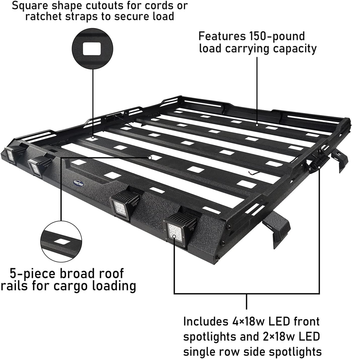 Roof Rack Cargo Basket Carrier for Jeep Wrangler JL Unlimited 4 Doors V174301