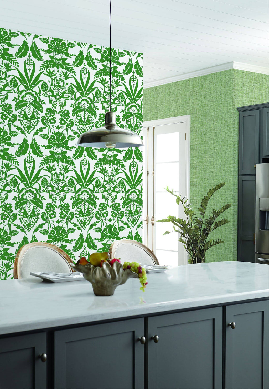 Botanical Damask Wallpaper Green A149776
