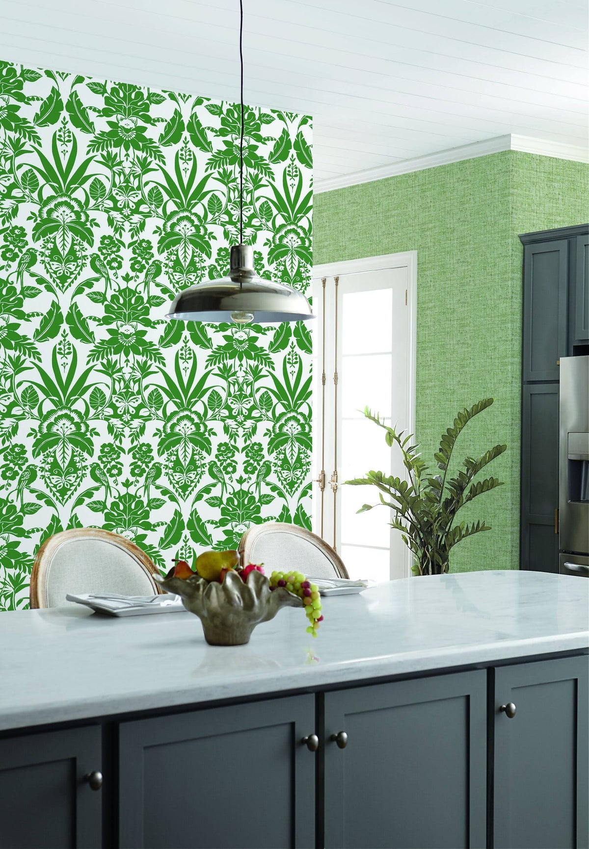 Botanical Damask Wallpaper Green A149776