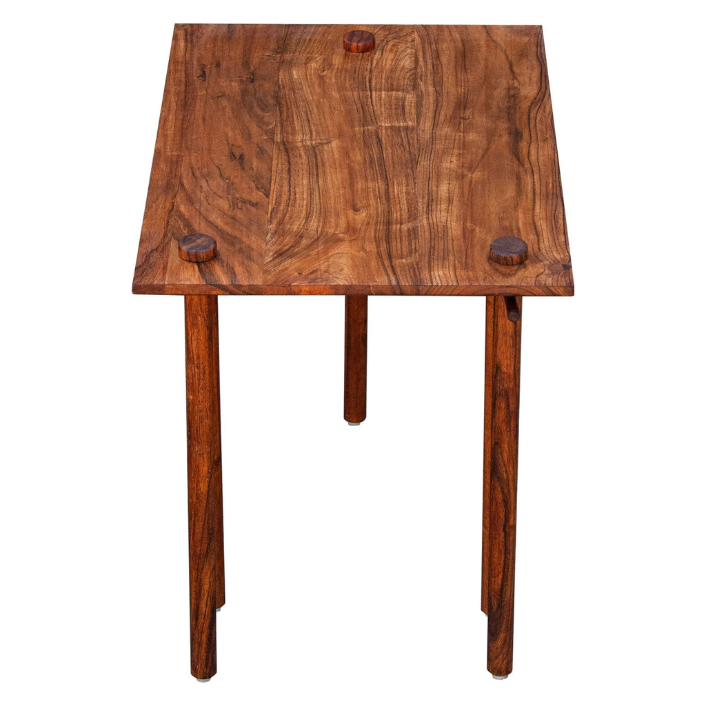 Solid Wood End Table with Pull Out Extension, Dark Brown J9385