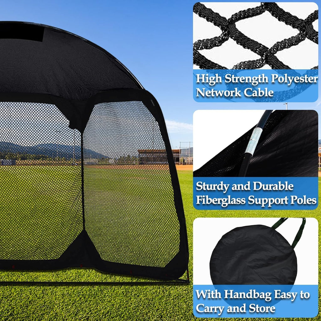 12 X6 X9.5FT Portable Baseball Batting Net with Carry Bag Q711616