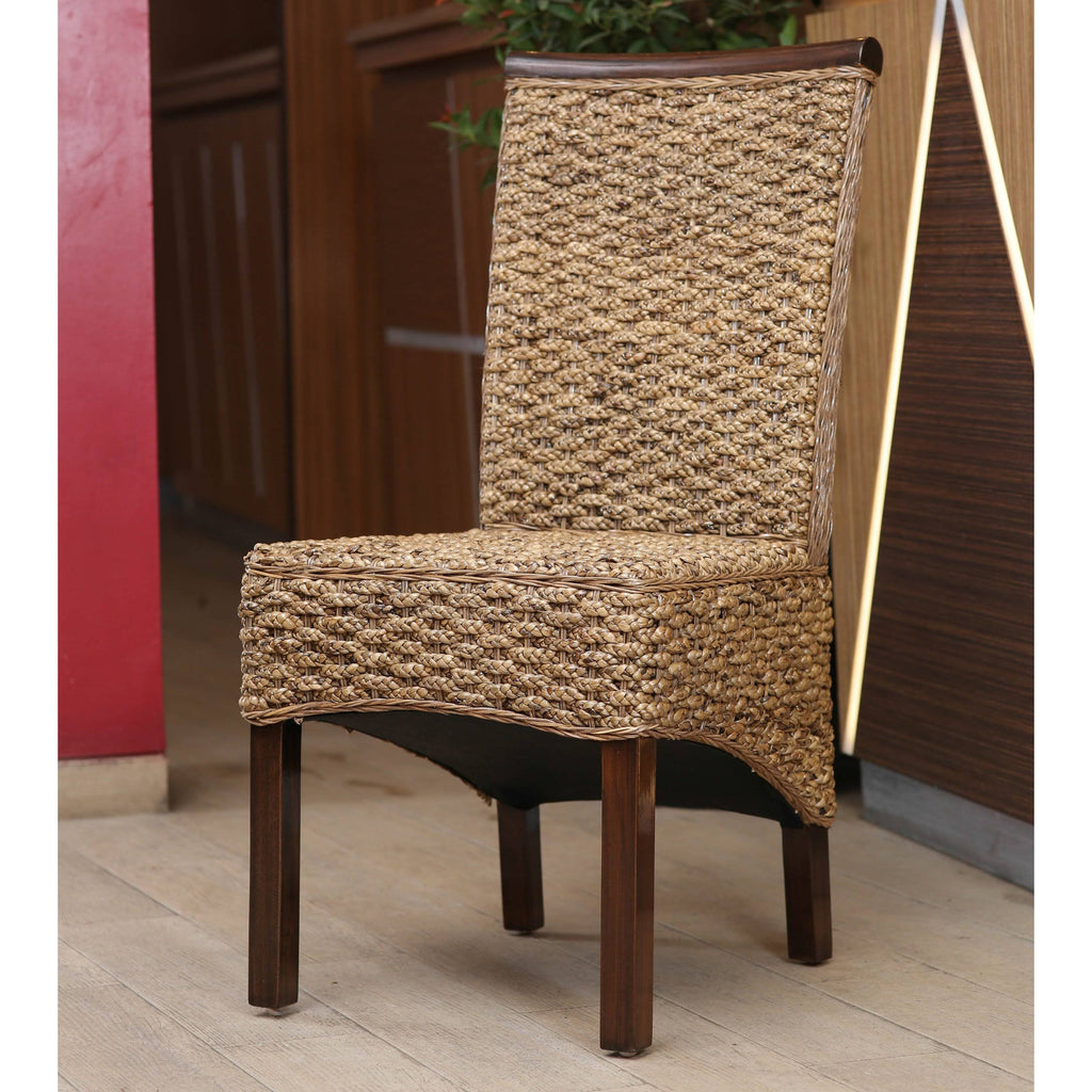 Bunga Hyacinth Weave Dining Chair with Mahogany Hardwood Frame D44446