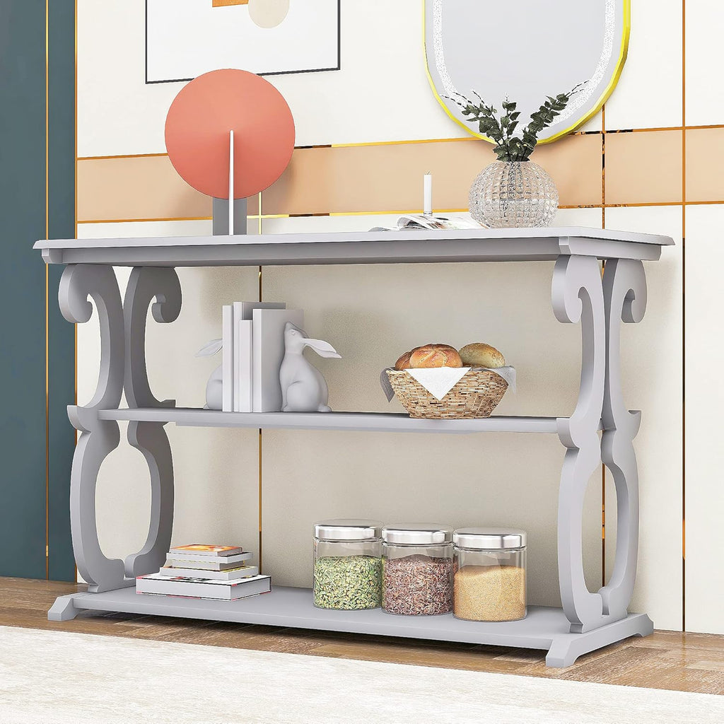 Vintage White Sideboard with 3 Open Storage Shelves U521
