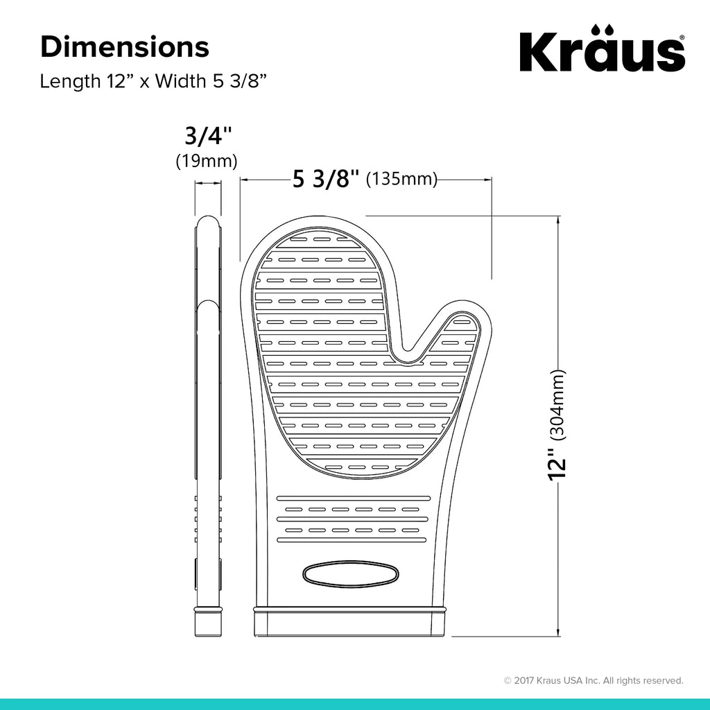 Heat-Resistant 100% Food-Safe Silicone Non-Slip Oven Mitt Pack of 2 L5253