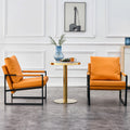 Orange PU Leather Accent Armchair with Metal Frame A932