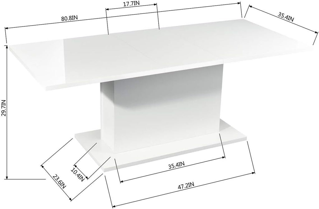 White High Gloss Wooden Expandable Dining Table K825097