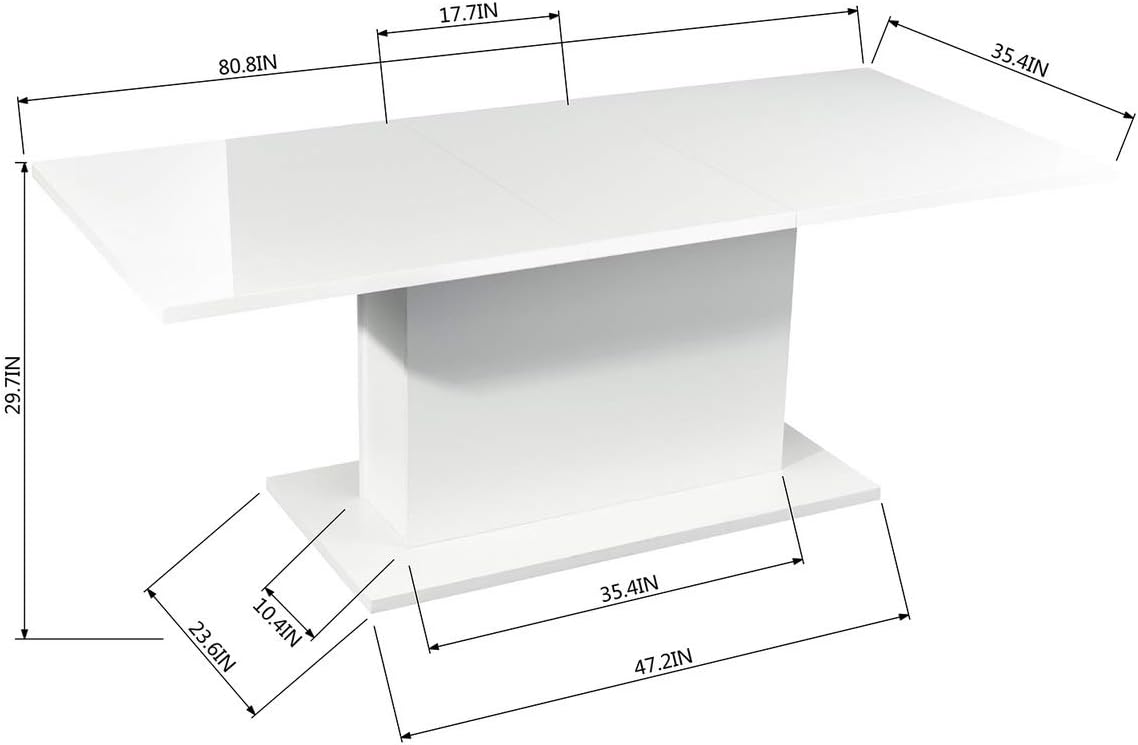 White High Gloss Wooden Expandable Dining Table K825097