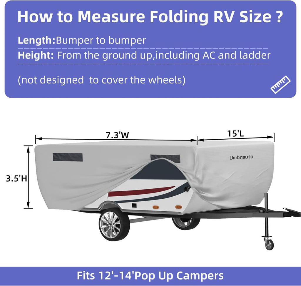Gray Waterproof Polypropylene Pop Up Camper Cover for 12' - 14' Trailers G314351