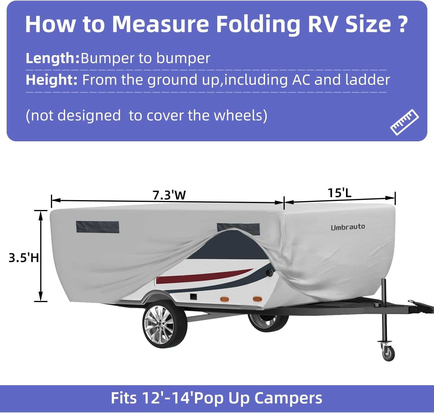 Gray Waterproof Polypropylene Pop Up Camper Cover for 12' - 14' Trailers G314351