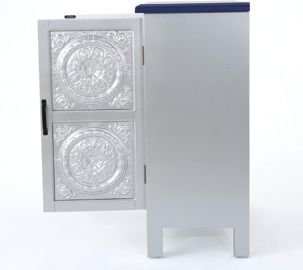 Navy Blue Firwood Cabinet with Faux Wood Overlay K3843