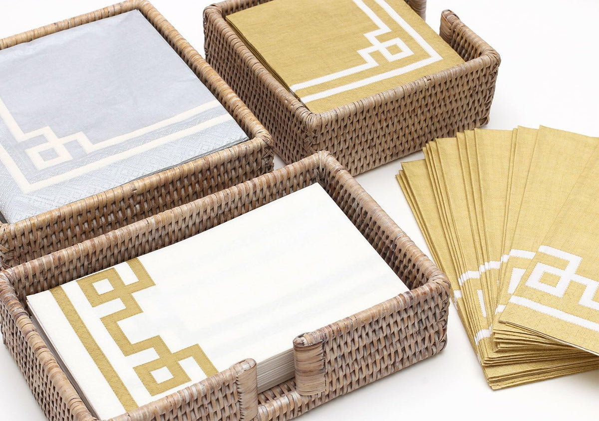 Rattan Luncheon Napkin Holder in White Natural J2529
