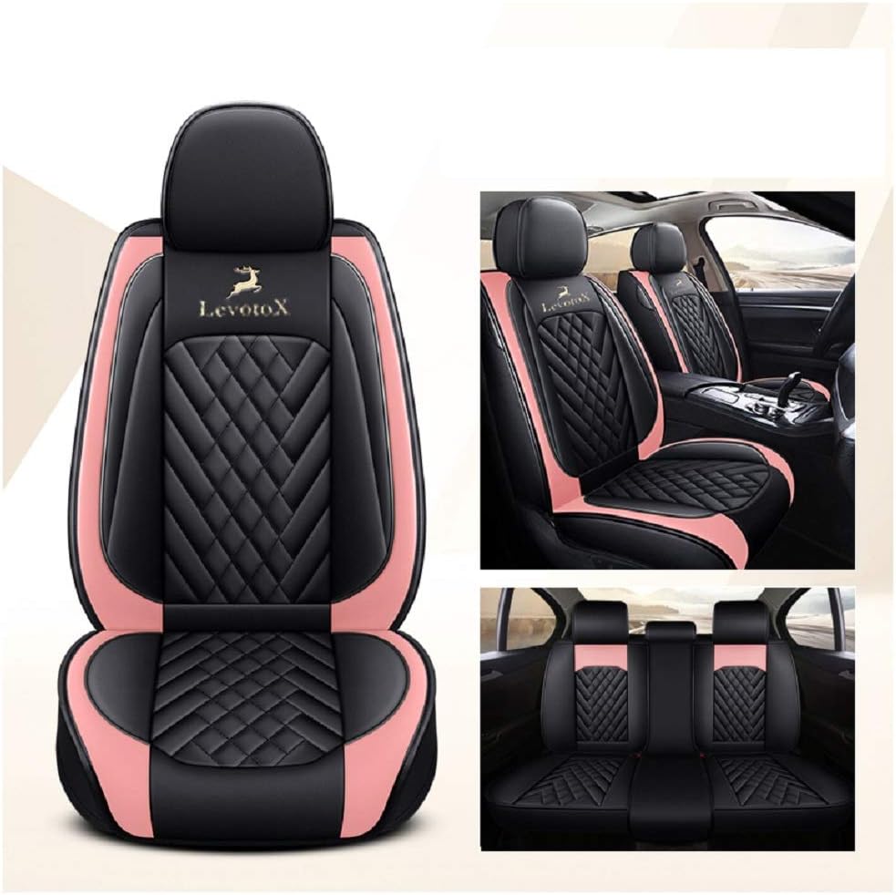Black-Pink 5 Seats Full Set Car Seat Covers F440663
