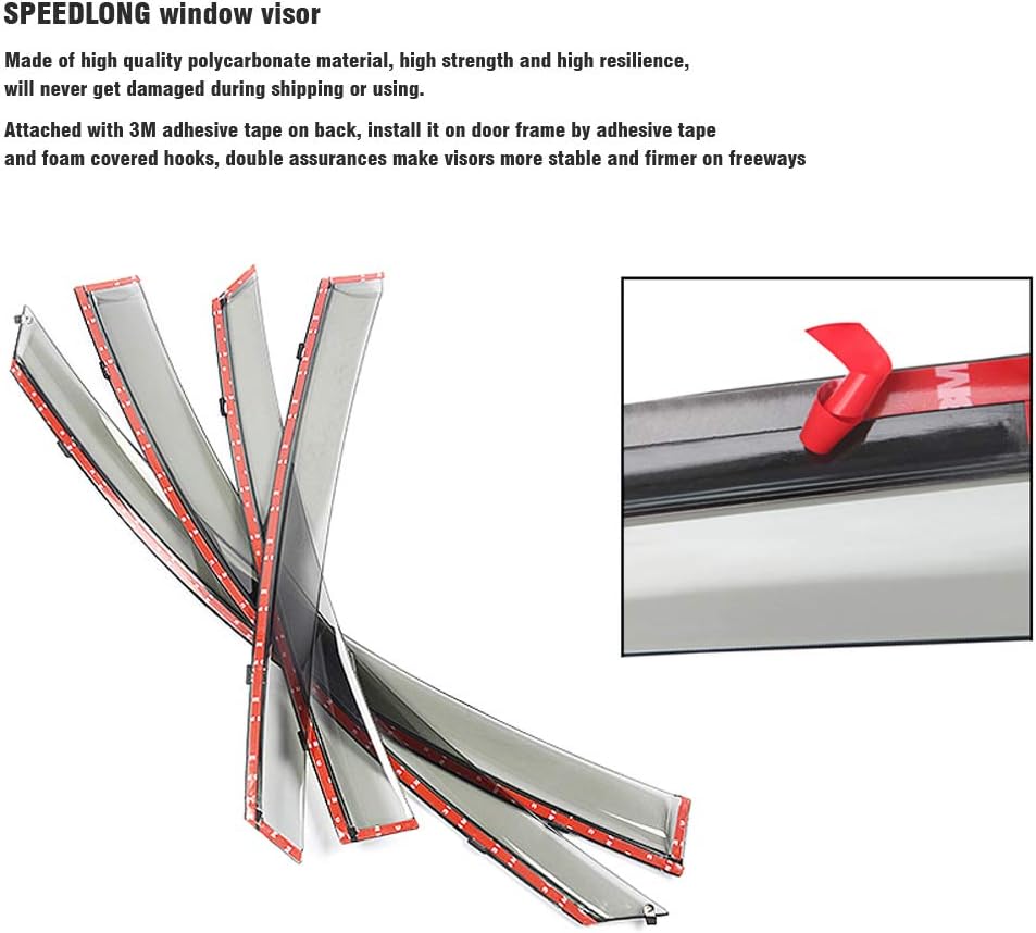 Car Window Visor Vent Shade Deflector Sun/Rain Guards Pack of 2 U3489