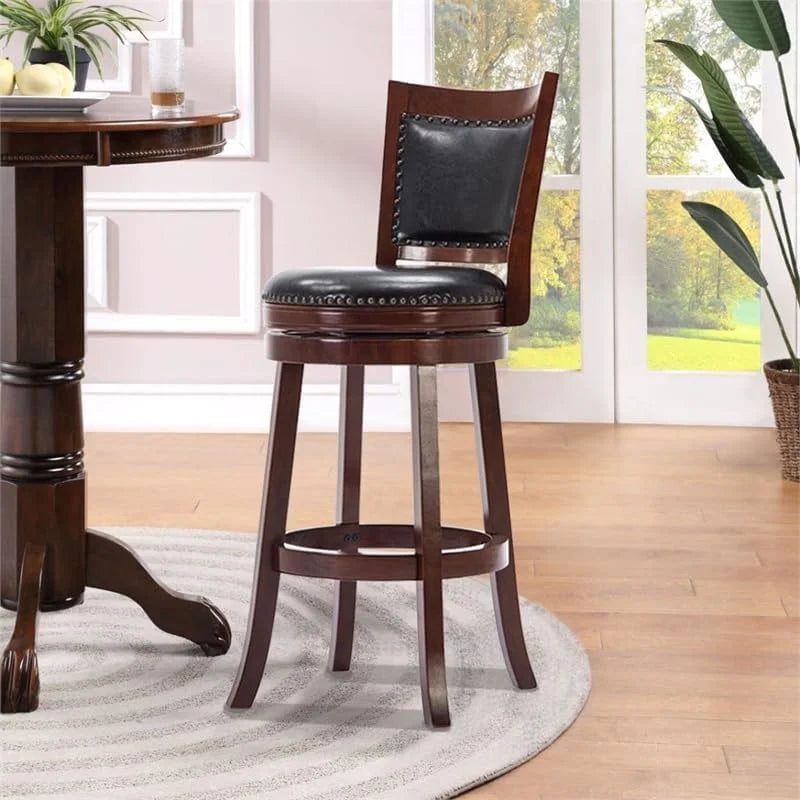 29" Mid-Century Faux Leather Swivel Stool F3266