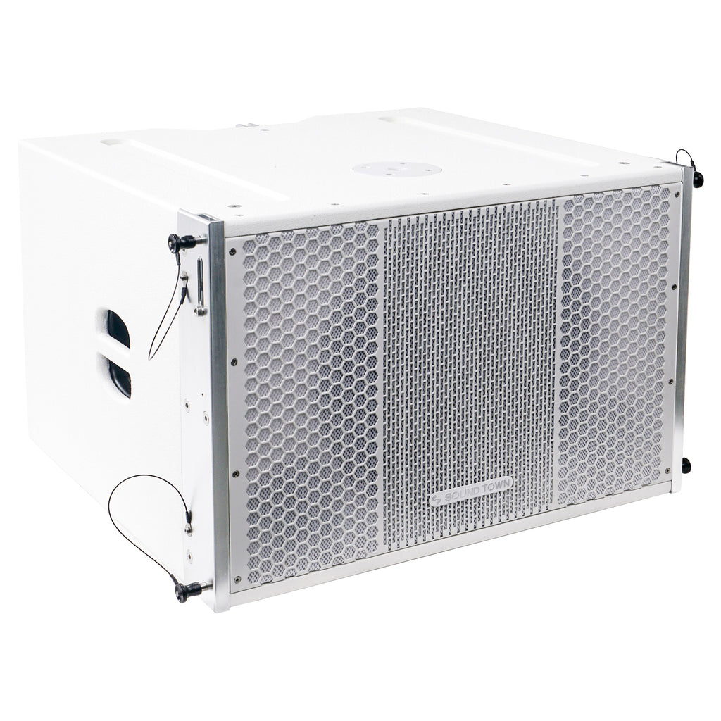 White 15-inch Powered Line Array Subwoofer with Four 2 X 5-inch Line Array Speakers P533947
