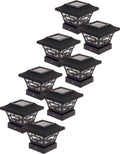 Black 8 Pack Solar Fence Post Cap Lights for 4x4 Wood Posts Q9768