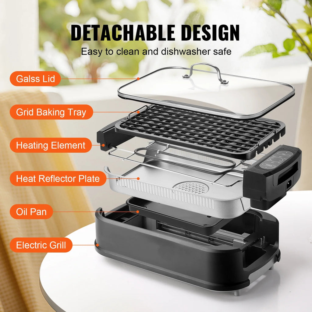 Smokeless Indoor BBQ Grill 1500W Nonstick C19761