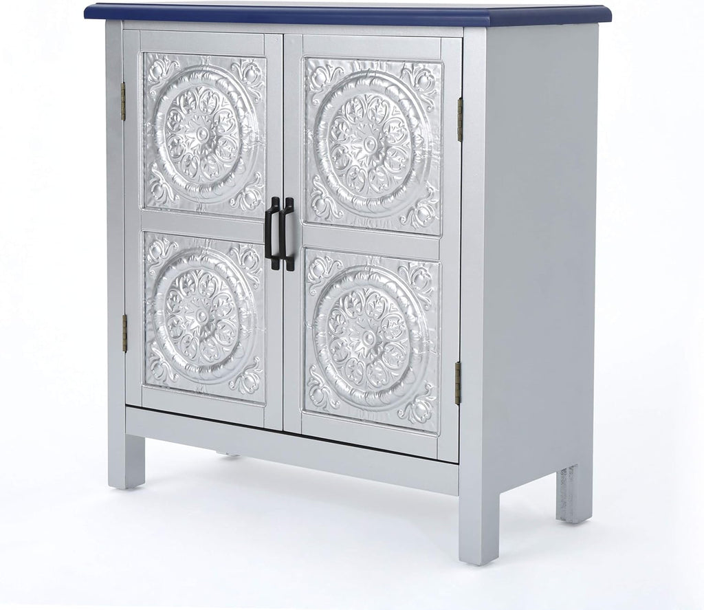 Navy Blue Firwood Cabinet with Faux Wood Overlay K3843