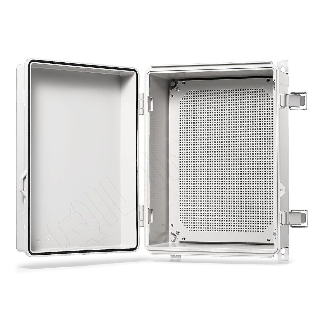Hinged Cover Stainless Steel Latch Junction Box with Mounting Plate, IP67 Waterproof ABS Plastic Grey T9189