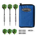 Tungsten Grooved Steel Tip Darts with Blue Dart Case Bundle I595603
