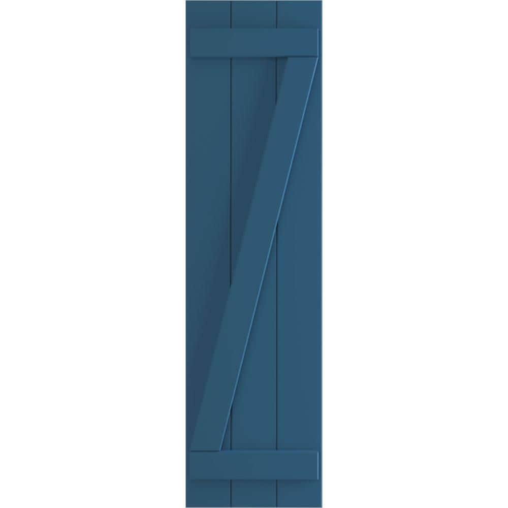 16 1/8x22W x 62x22H PVC Three Board Joined Board-n-Batten Shutters with Z-Bar F8798