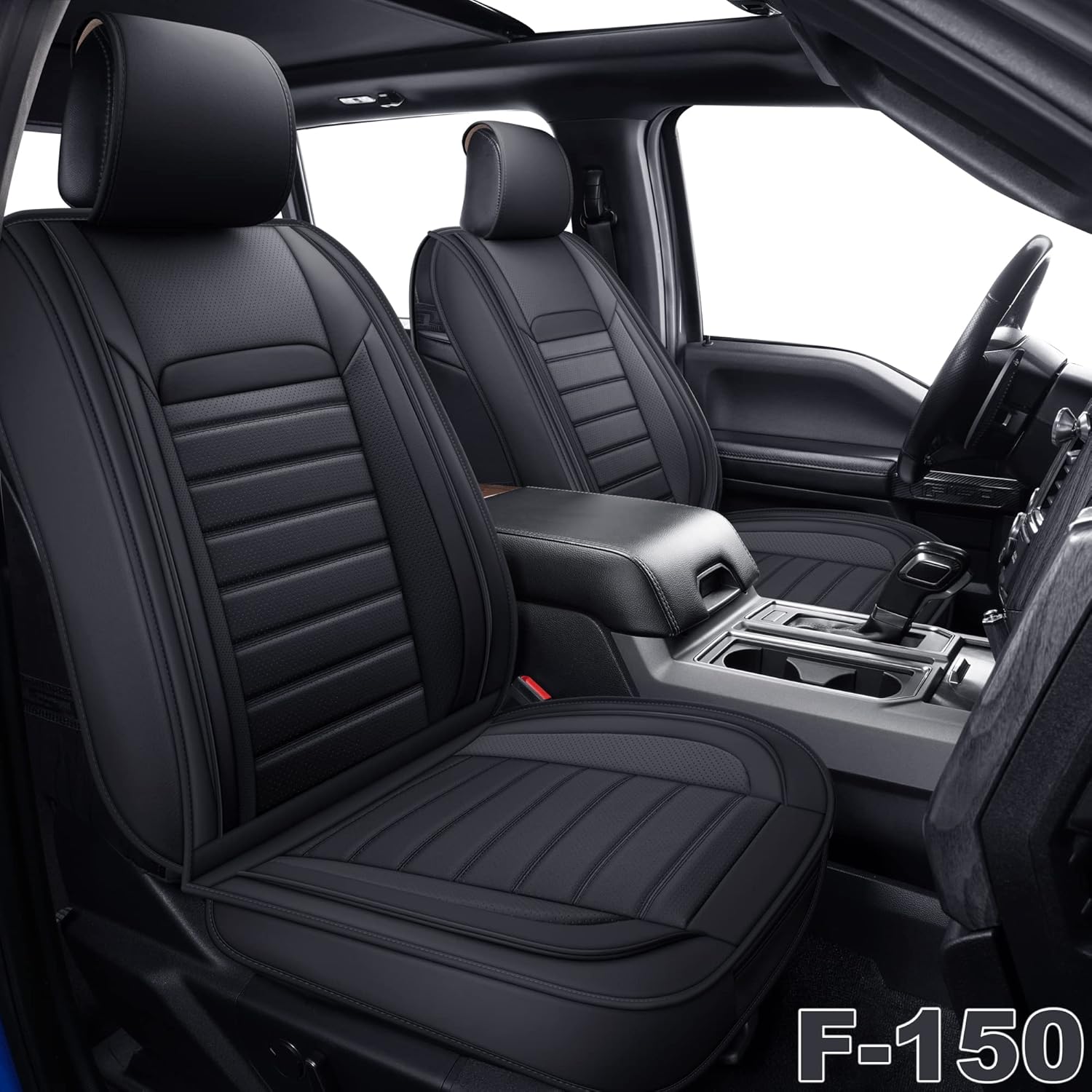 Gray Faux Leather Full Set Pickup Truck Seat Covers D625897