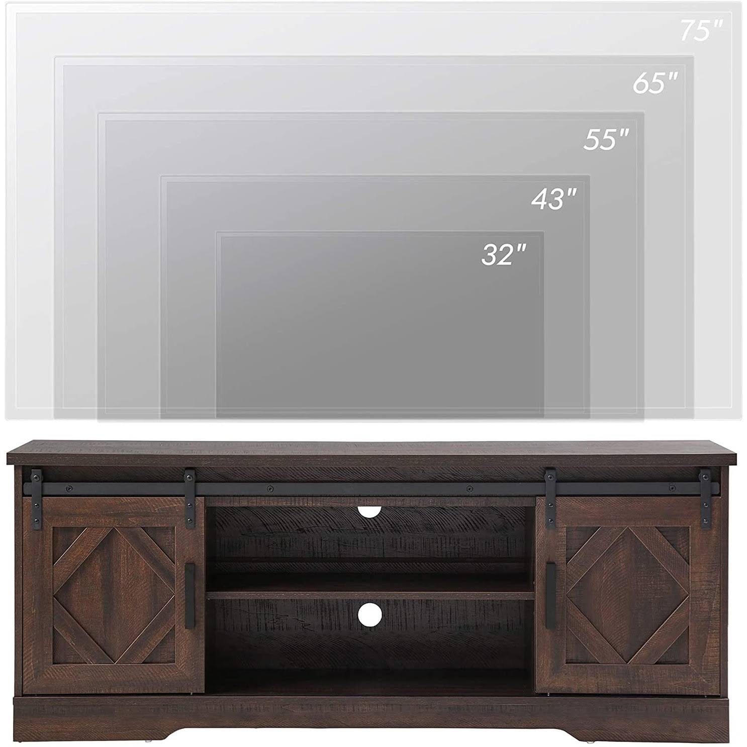 Rustic Grey Wash Wood TV Stand Storage Cabinet H76144