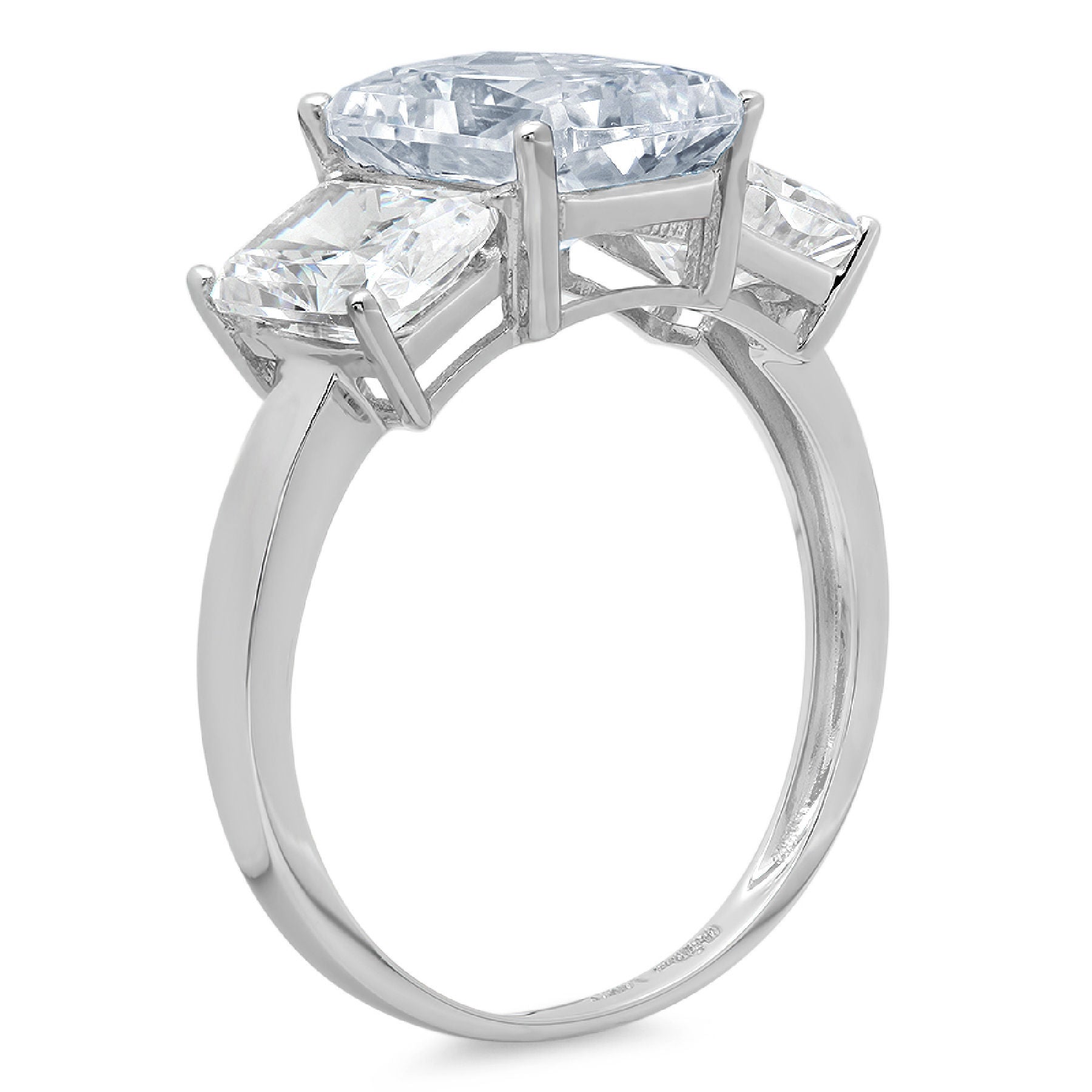 Emerald Cut Blue Aquamarine 18k White Gold 3 Stone Ring N16671