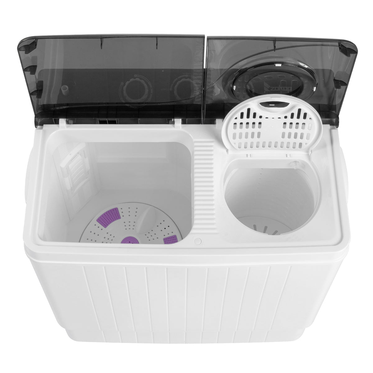 Semi-automatic Twin Tub Washing Machine with Built-in Drain Pump, 26Lbs, White&Black U729347