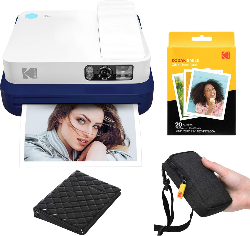 Blue Digital Instant Camera with Bluetooth Travel Kit E69669