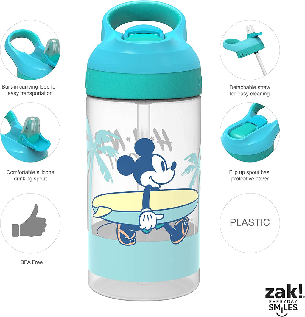 16oz 2 Pieces BPA-Free Plastic Kids Water Bottle with Straw G6542