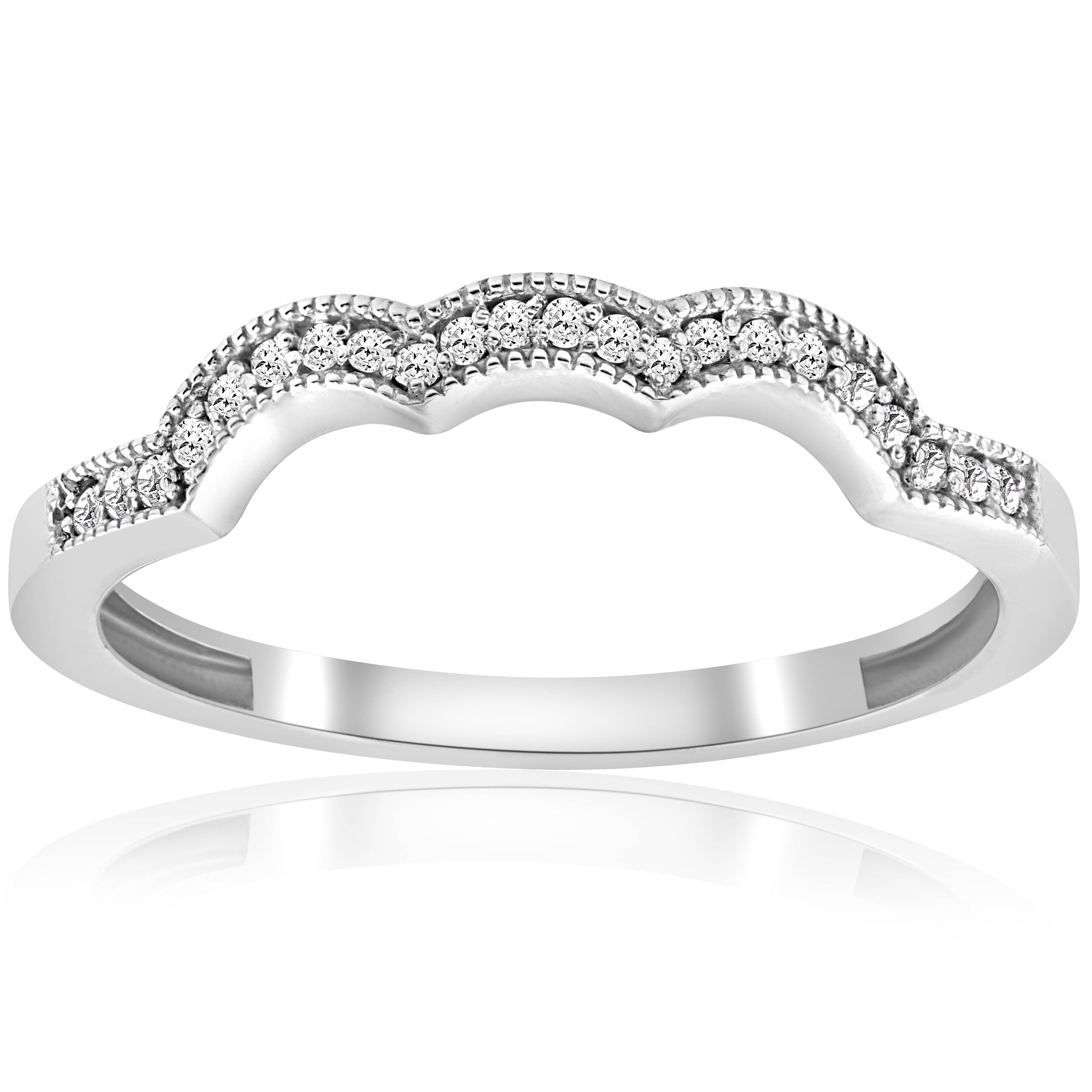 14K White Gold Curved Wedding Ring C1010
