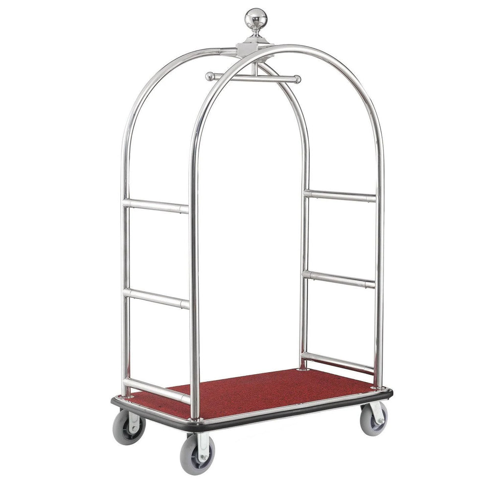 Silver Stainless Steel Bellman Cart with Rubber Casters R88490