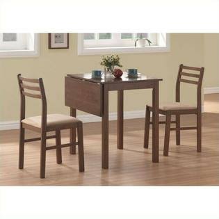 Walnut 3 Piece Solid-Top Drop Leaf Dining Set A754