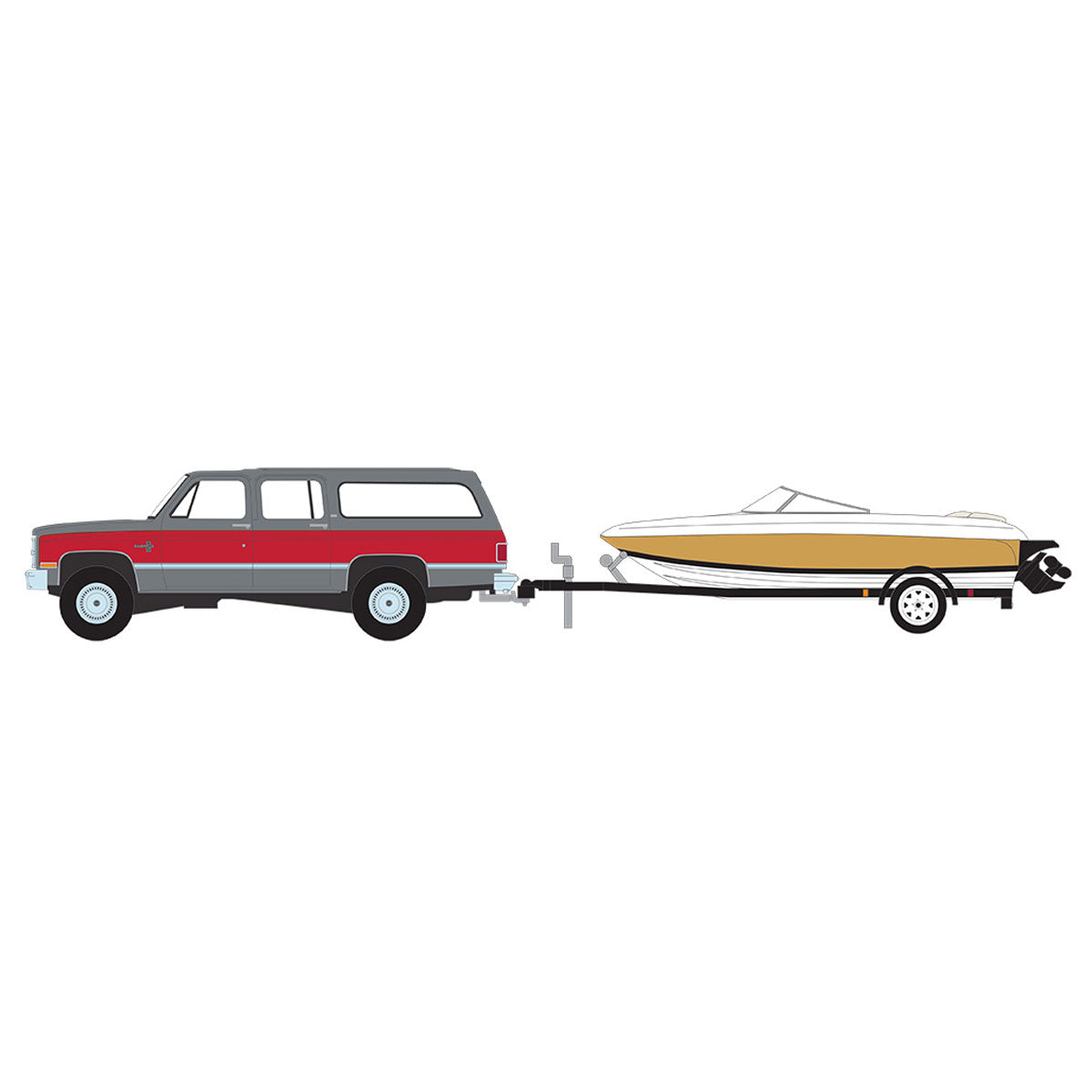 1/64 1987 Chevrolet Suburban K20 Silverado w/ Boat Trailer Hitch Tow Q5589