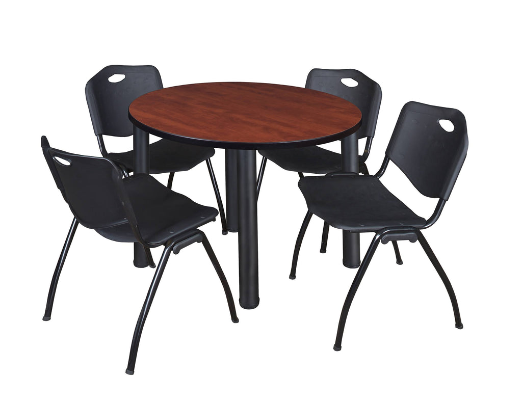 48 in. Round Breakroom Table with 4 Stack Chairs L1684